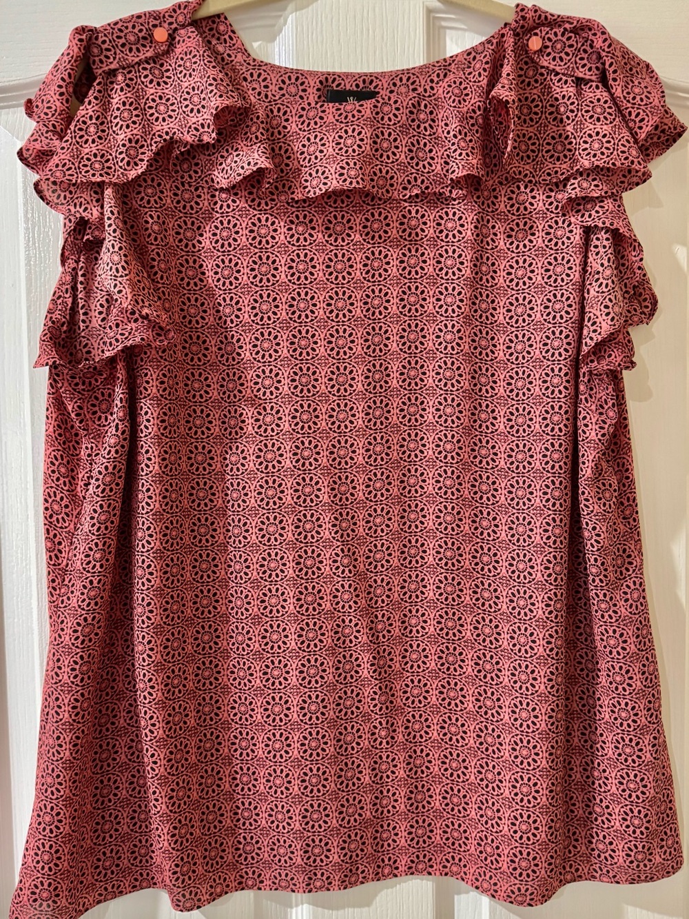 Worthington Coral Pink Ruffle Sleeve Blouse XL